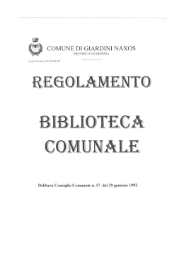 REGOLAMENTO BIBLIOTECA COMUNALE