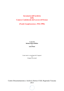 Inventario dell`archivio della Camera Confederale