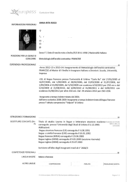 INFORMAZIONI PERSONALI POSIZIONE PER LA QUALE SI