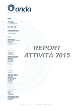 Report attività Onda 2015 - Onda - Osservatorio Nazionale sulla