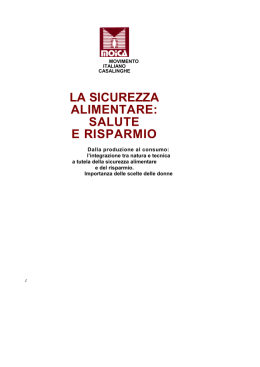 la sicurezza alimentare: salute e risparmio