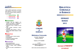 Iniziative culturali Biblioteca Comunale Programma gennaio