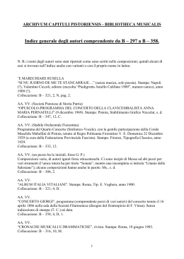 archivium capituli pistoriensis - bibliotheca musicalis