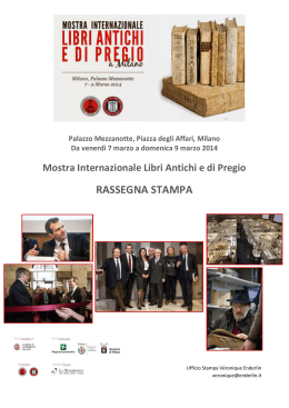 RASSEGNA STAMPA - Libri Antichi e di Pregio a Milano Libri