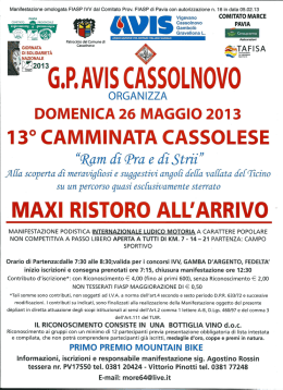 Manifestazione omologata FIASP iVV dal Comitato Prov. FIASP di