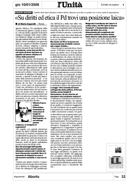 "Su diritti ed etica il Pd trovi una posizione laica"