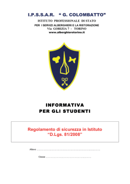 INFORMATIVA PER GLI STUDENTI Regolamento di sicurezza in