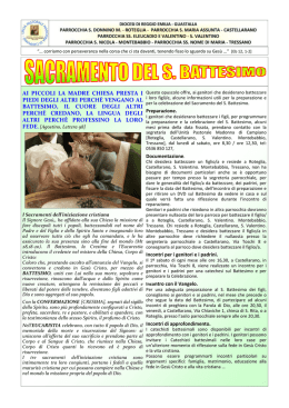 date per la preparazione e la celebrazione del battesimo nel 2015