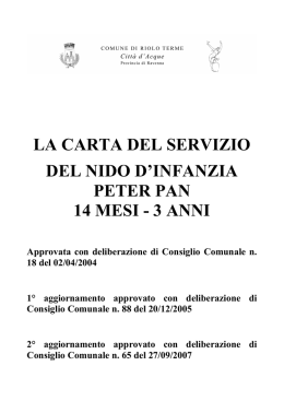 La Carta del servizio del Nido d`infanzia Peter Pan