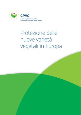 Protezione delle nuove varietà vegetali in Europa - CPVO