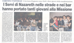 I Servi di Nazareth nelle strade e nei bar