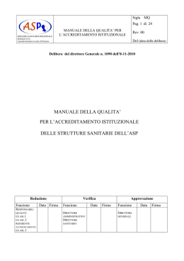 Manuale della Qualit&agrave; ASP