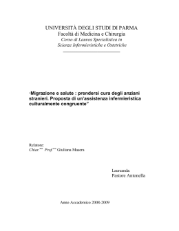 UNIVERSIT&Agrave; DEGLI STUDI DI PARMA Facolt&agrave; di Medicina e