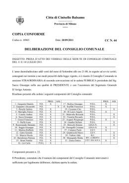 deliberazione del consiglio comunale