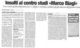 Insulti al cenlro studi &laquo;Marco Biagi
