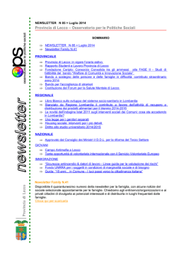 NEWSLETTER N.85 luglio 2014 - OPS Osservatorio per le Politiche
