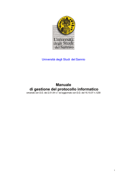 Manuale del Protocollo - Universit&agrave; degli Studi del Sannio