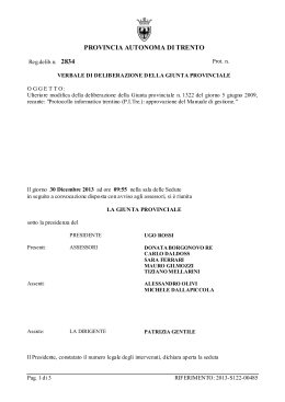 Deliberazione della Giunta provinciale n. 2834 del
