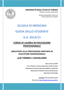 CORSO DI LAUREA IN EDUCAZIONE PROFESSIONALE