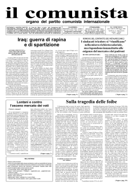 Iraq: guerra di rapina e di spartizione Sulla tragedia delle foibe