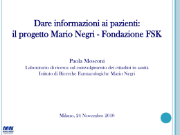 Dare informazioni ai pazienti: il progetto Mario Negri