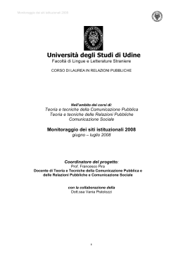 Monitoraggio 2008 dell`Università di Udine sui siti istituzionali italiani