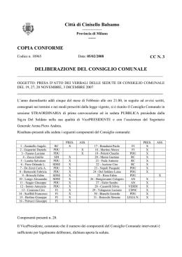 deliberazione del consiglio comunale