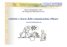 Criticit&agrave; e risorse della comunicazione efficace
