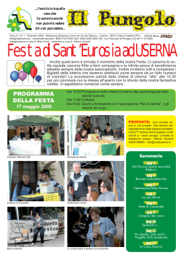 Maggio 2009 - Associazione Noi di Userna Onlus