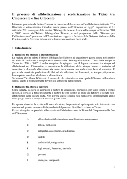 Il processo di alfabetizzazione e scolarizzazione in Ticino tra