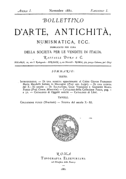 Bollettino d`Arte, Antichità, Numismatica, ecc.