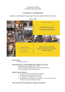 Continuit&agrave; e cambiamento - Cooperativa Sociale Comunit&agrave; del