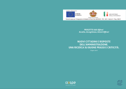 Nuovi cittadini e risposte dell`amministrazione. Una ricerca