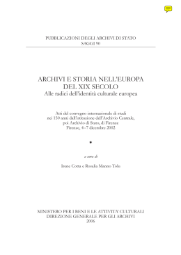 archivi e storia nell`europa del xix secolo