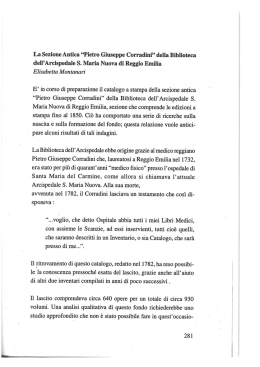 La Sezione Antica &ldquo;Pietro Giuseppe Corradini