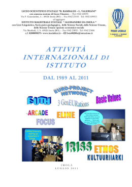 Opuscolo dati attivit&agrave; internazionali - liceo rambaldi
