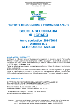 Scuola Secondaria di 1^ Grado - ULSS n. 3