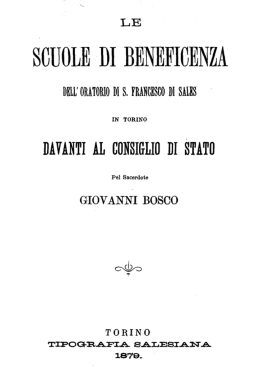 Don Bosco - Le scuole di beneficenza dell`Oratorio di S. Francesco