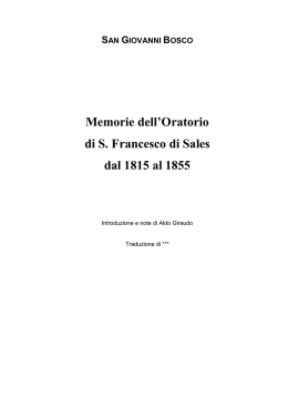 Memorie dell`Oratorio