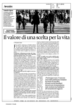 Scuola &ndash; Avvenire &ndash; il valore di una scelta per la vita