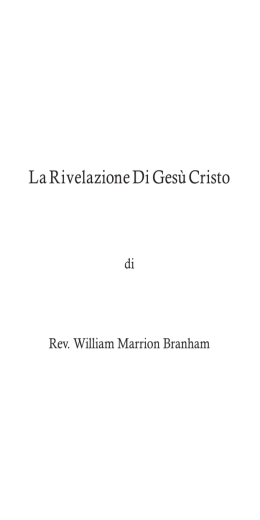 La Rivelazione Di Ges&ugrave; Cristo