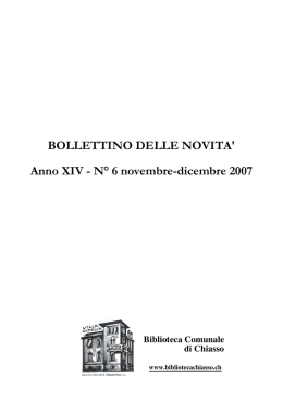 N&deg; 6 novembre-dicembre 2007 - Biblioteca Comunale di Chiasso