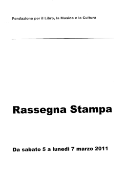 Rassegna Stampa - Fondazione per il libro, la musica e la cultura