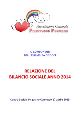relazione sociale 2014 (3) - Associazione Culturale Francesca