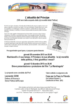 L`attualit&agrave; del Principe - Casa per la Pace "La Filanda"
