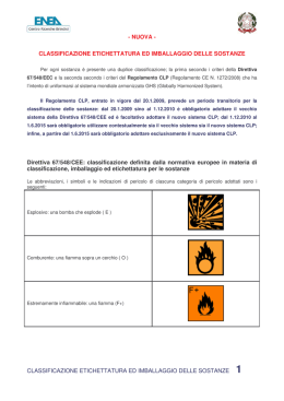 Nuova classificazione delle etichettature ed imballaggi delle