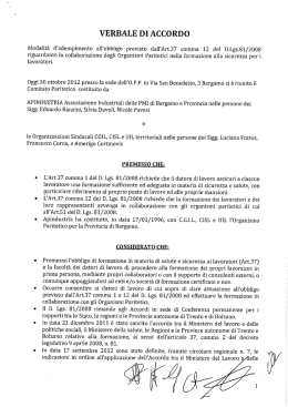 Verbale di accordo dell`OPP per la definizione delle modalit&agrave; d