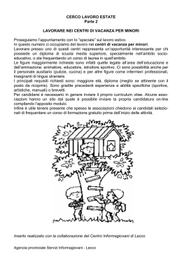 lavoro nei soggiorni per minori