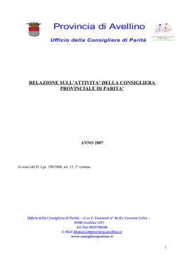 Le Consigliere di parit&agrave; della Provincia di Avellino