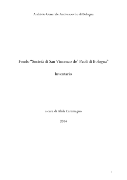 l`inventariazione dell`archivio della san vincenzo de paoli di bologna